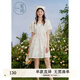 紫涵（ZIHAN）紫涵滿印花方領(lǐng)連衣裙女夏季森系田園風(fēng)寬松高腰短袖短裙 米底印花 S