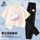小豬班納女童套裝夏季2025款小女孩純棉洋氣圓領(lǐng)短袖兒童夏裝防蚊褲兩件套