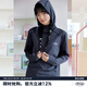 MMLG 87mm 涼感速干長(zhǎng)袖T恤女夏季新款透氣插肩連帽高領(lǐng)韓系情侶上衣 藏青色 S