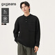 gxgjeans男裝 多色亨利領(lǐng)坑條肌理含羊毛寬松毛衣線(xiàn)衫 25冬新品 黑色 L (175)