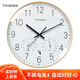 Timess掛鐘 電波鐘客廳鐘表溫濕度計時尚簡約石英鐘表掛墻臥室時鐘 36cm