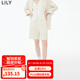 LILY秋新款女裝復古都市通勤顯瘦優(yōu)雅高腰直筒休閑短褲西裝褲 603本白 M
