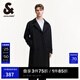 杰克·瓊斯（JACK&JONES）男裝春秋新款時尚潮靜奢風(fēng)寬松風(fēng)衣外套闊型翻領(lǐng)中長款大衣高級感 E40 黑色 M 175