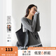 梵希蔓假兩件設計感長(cháng)袖T恤女2025年春季新款羊毛混紡圓領(lǐng)打底衫 A0106 花灰色 L