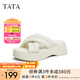 他她（TATA）云朵拖鞋黑色厚底一字帶女鞋外穿松糕底涼拖新款WBS01BT3 米白 36
