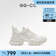 GG-CC云朵焦糖厚底真皮老爹鞋女新款增高百搭時尚運動鞋 G23X0212 白色 36
