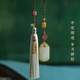 普陀山金鑲玉車(chē)載掛件無(wú)事牌創(chuàng  )意車(chē)掛飾出行平安護身符男女送禮物 【師傅指導】金絲玉無(wú)事牌車(chē)掛
