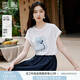 香影【冰萃藍(lán)玫瑰】香影白色短袖t恤女2025夏季新款立體花朵寬松上衣 鷺白 T恤 M 160/84A/95-110斤