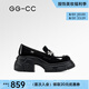 GG-CC【幸運(yùn)降臨】春季新款時(shí)尚厚底樂(lè)福鞋女蝴蝶扣飾小皮鞋G25U6133 黑色 36