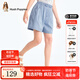 暇步士（Hush Puppies）童裝兒童女大童2025夏季時(shí)尚俏皮簡(jiǎn)約別致假日活力感牛仔短褲 淺牛仔 【寬松版】 170