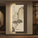 莫小邪新中式玄關(guān)墻裝飾畫led燈茶室背景墻掛畫書法山水畫禪意見山壁畫 T130365 30*65/30*80（總長(zhǎng)40*80） [無(wú)燈款]高清UV精雕+晶瓷防刮 雙層晶瓷防刮水晶面
