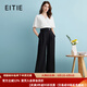 愛特愛（EITIE）高腰通勤飛飛袖交襟V領(lǐng)撞色闊腿連體褲夏新款連衣褲B2407350 固黑色22 L 165