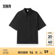 森馬（Semir）短袖襯衫男純棉襯衣寬松假兩件外套夏季漫畫風印花上衣戶外潮 黑色90001 XL