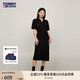 TOMMY JEANS【透氣舒適】夏女珠地棉氣質(zhì)收腰顯瘦V領寬松長連衣裙17725 黑色BDS S （推薦：95-110斤）