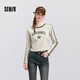 森馬（Semir）【長(cháng)袖T恤合輯】女短款做舊復古修身春秋季街頭字母假兩件套頭衫 B款-咖色調00355 L 165/88A