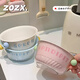 ZOZX日本多功能雙層洗菜盆瀝水籃新款果盤客廳茶幾果籃廚房濾水洗菜籃 小號-櫻花粉+綠珠