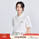 茵曼（INMAN）純棉文藝?yán)C花短袖白襯衫女2025夏季舒適百搭通勤翻領(lǐng)襯衣上衣 珍珠白 L