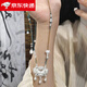 飾之秀S99足銀錦鯉鎖項(xiàng)鏈女平安鎖好運(yùn)蓮蓮長(zhǎng)命鎖編織銀鎖吊墜生日禮物 錦鯉鈴鐺鎖-彩繩+如意鈴蘭花 6克