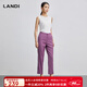 藍(lán)地（LANDI）紫色羊毛褲腳開衩高腰西裝褲女秋季新款修身長褲 紫色 M
