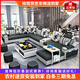 家友福 布藝沙發(fā)可拆洗U型組合大戶型客廳沙發(fā)轉(zhuǎn)角整裝家具茶幾電視柜 科技布-海棉版（顏色備注） 七件套+黑白茶幾電視柜