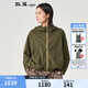 斯琴（siqin）春季新品女軍綠色抽繩連帽拉鏈大口袋寬松休閑外套 BCCS022144 軍綠 S