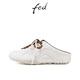 FED頭層牛皮女鞋春夏平底一腳蹬運動(dòng)休閑鞋女半包頭穆勒小白德訓鞋女
