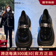 CAMILA KSENIA樂(lè)福鞋子女士夏季2025新款金屬扣厚底粗跟深口學(xué)院風(fēng)一腳蹬小皮鞋 黑色 37