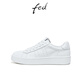 FEDfed女鞋真皮平底厚底運動(dòng)休閑鞋女德訓鞋小白鞋板鞋女 白色  38