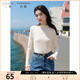 三彩大碼女裝2024冬季新款浪漫立領(lǐng)蕾絲衫套頭打底衫長袖顯瘦胖MM 奶白色 2XL