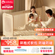 coolbaby拼接床無縫拼接嬰兒側(cè)邊實木床加寬高護(hù)欄新生兒床 旗艦款【單床+4D床墊】200*60