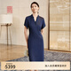 EP雅瑩高端系列 肌理感宴會(huì)禮服裙 改良旗袍連衣裙 2025夏季新款4627A 藏青 M
