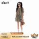 DZZIT地素半身裙2025夏季新款貓咪滿印塔克打褶設計短裙女3J2S2186O 淺綠色 M