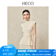 HECO【纖腰】新中式國風(fēng)2025夏季新品涼感收腰側扣針織短袖T恤女 白色（半高領(lǐng)） S