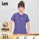 Lee25春夏新品標(biāo)準(zhǔn)版圓領(lǐng)閃粉印花Logo女短袖T恤休閑LWT0098664LE 藍(lán)紫色 L