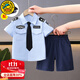 G.DUCKKIDS小黃鴨男童套裝春秋季新款兒童警官警察衣服男寶寶演出服裝三件套 短袖襯衣+褲子+帽子三件 110 尺碼4~5歲【100-110cm】cm