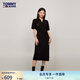 TOMMY JEANS【透氣舒適】夏女珠地棉氣質(zhì)收腰顯瘦V領(lǐng)寬松長連衣裙17725 黑色BDS S （推薦：95-110斤）