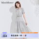 MeetMetro瑪依爾法式連衣裙女2025夏裝襯衫裙設(shè)計(jì)感收腰顯瘦a字裙 淺灰【現(xiàn)貨閃電發(fā)】 S
