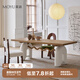 莫語麥兜餐桌原創(chuàng)設(shè)計(jì)法式奶油風(fēng)實(shí)木餐桌椅組合原木色書桌 臺(tái)面白蠟?zāi)救珜?shí)木【1.6米】