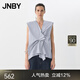 JNBY/江南布衣25夏新品襯衫女棉質(zhì)立體捏褶無袖V領(lǐng)寬松5P5214080 468/塵灰藍 S