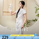 三彩【竹影輕吟】2025夏季新款新中式連衣裙提花刺繡長(zhǎng)裙C 淡紫色 S 155/80A