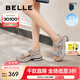 百麗（Belle）輕便魔術(shù)貼老爹涼鞋女25夏新商場款拼色厚底鞋D6Q1DBL5 灰色/藍(lán) 38 (240mm)