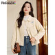 品彩（PinCai）短外套女春秋氣質(zhì)翻領(lǐng)工裝外套百搭休閑寬松上衣 P13KF3598