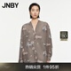 JNBY/江南布衣春秋襯衫女趣味圖案印花棉質(zhì)寬松休閑通勤5O7215850 077/雜灰咖 XS
