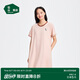 松山棉店松團兒女士短袖裙夏棉莫代爾睡裙涼感印花圓領(lǐng)連衣裙超凡粉XL