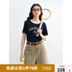 獨(dú)束大碼女裝 復(fù)古撞色美式寬松顯瘦T恤圓領(lǐng)短袖上衣設(shè)計(jì)感小眾 深藏青 XL （尺碼：3）