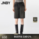 JNBY/江南布衣25夏新品牛仔褲寬松直筒中褲日常5P5E13500 998/牛仔深灰 XS