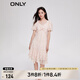 ONLY時尚少女印花泡泡袖V領(lǐng)中裙連衣裙女|123207122 HBG 粉色玫瑰滿印PINK ROSE AOP S (160) 80A
