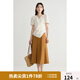獨(dú)束大碼女裝設(shè)計(jì)感簡約顯瘦收腰T恤微胖MM夏日時(shí)髦百搭短袖上衣 奶油乳酪 XL (尺碼：3)