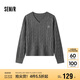 森馬（Semir）森柔毛衫|毛衣女刺繡V領(lǐng)顯瘦寬松2024絞花上衣復(fù)古風(fēng)109724107014