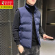 啄木鳥(niǎo)棉馬甲男秋冬季潮流男士棉服外套裝加厚保暖大碼休閑棉衣背心外穿 深藍色 XL 建議105-120斤